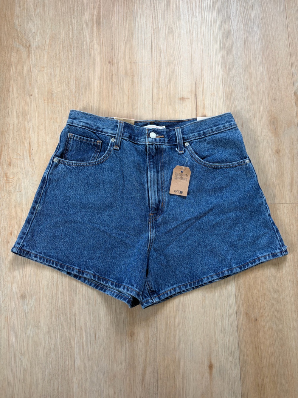 Levi's Blue Denim High-Waist Mom Shorts